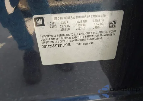 2014 Chevrolet Impala 2Lt z USA, uszkodzony, nr VIN 2G1125S37E9102968